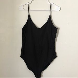 black thin strap bodysuit